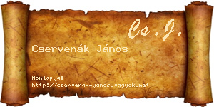 Cservenák János névjegykártya